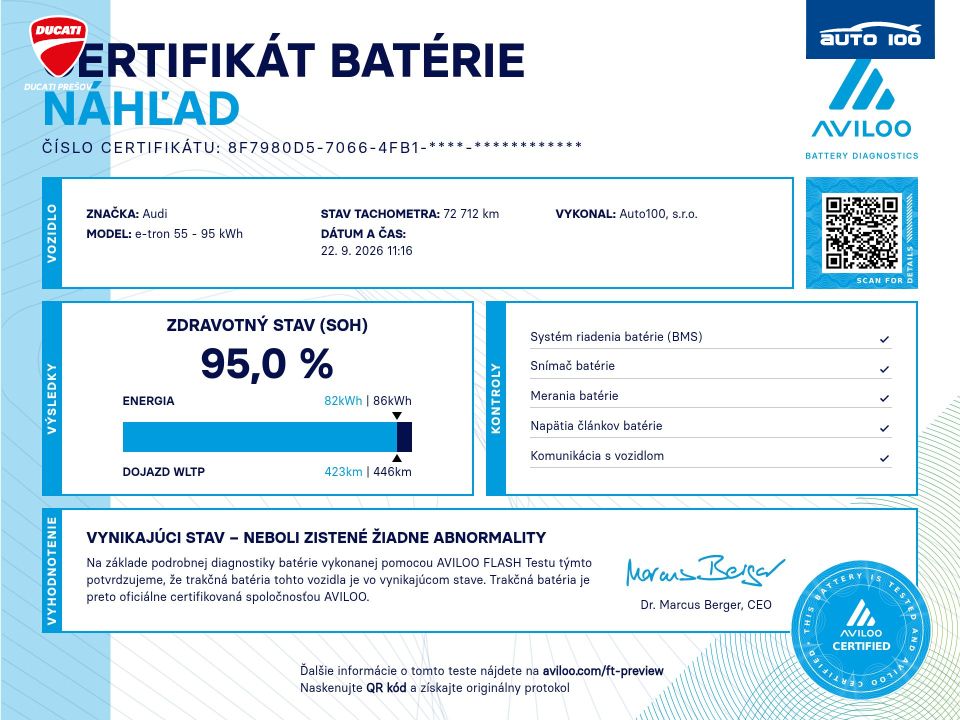 Audi e-tron Sportback advanced quattro 55, 300kW, SoH 95%